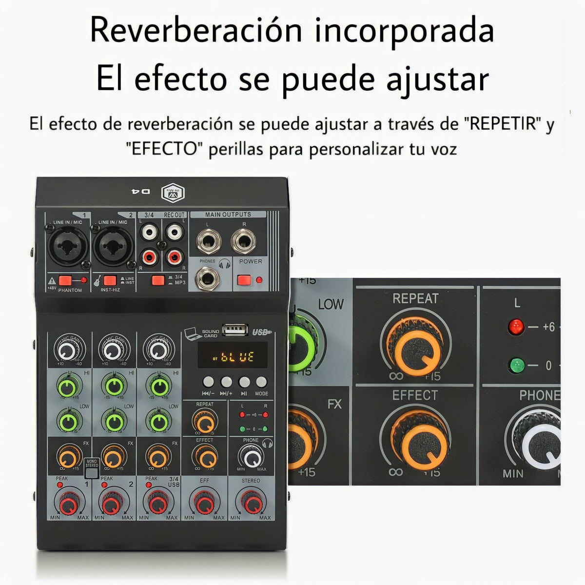 Mezcladora Tarjeta Audio Bluetooth Power Efectos 4 Canales – Winmix
