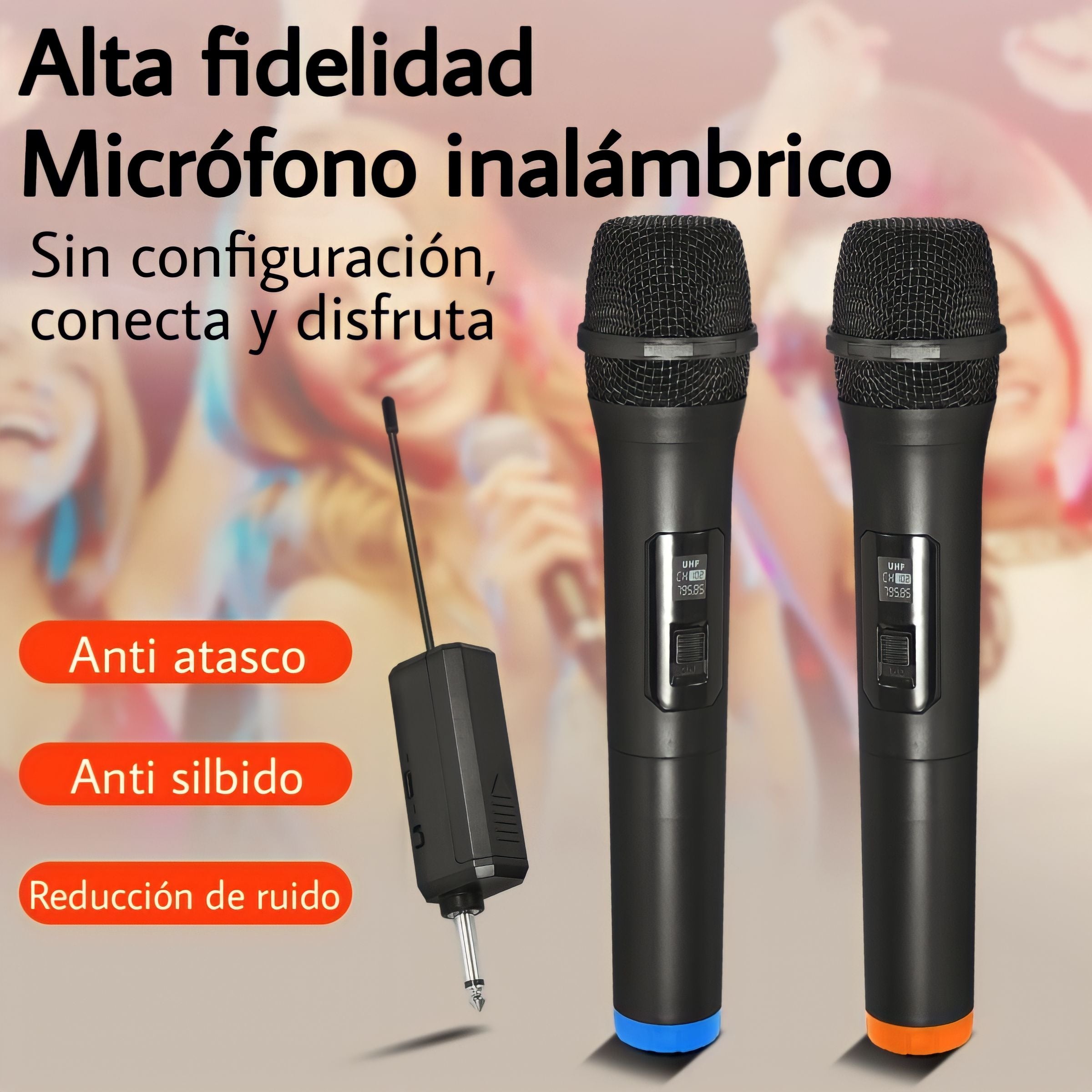 MicrocKing Sistema de micrófono inalámbrico, micrófono dinámico inalámbrico  UHF de 8 canales, largo alcance de 400 pies, conexión automática, ideal